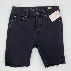 FREE PEOPLE BLACK ASH LONG DENIM SHORTS